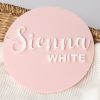 Acrylic Pink Baby Name Plaque Acrylic Pink Baby Name Plaque with name Sienna.
