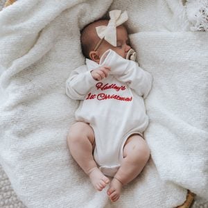 Baby Christmas Gift Romper White Personalised.