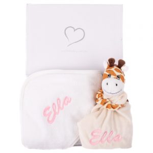 Giraffe Comforter & Hooded Towel Baby Gift Box.