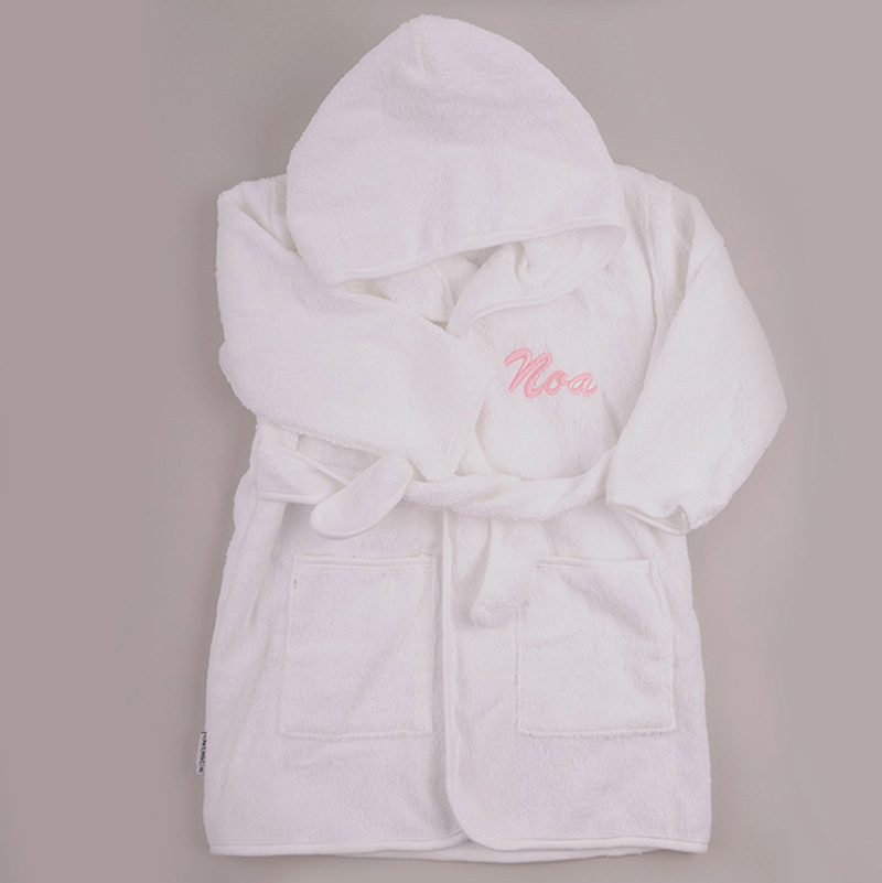 Personalised White Hooded Robe & Bunny Baby Gift Box