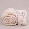 Personalised Cream Diamond Blanket & White Bunny Baby Gift
