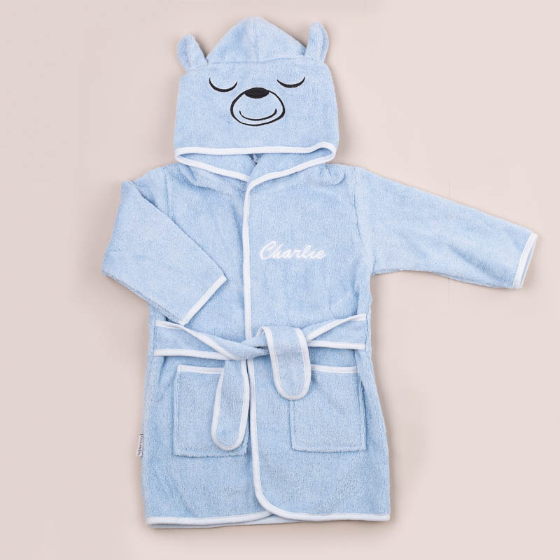 Personalised Bear Hooded Baby Robe