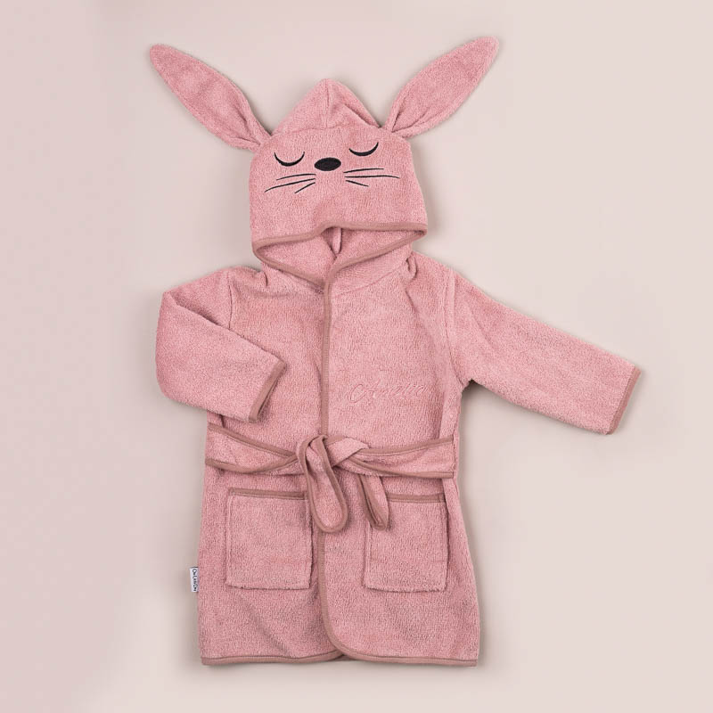 Personalised Pink Bunny Hooded Baby Robe