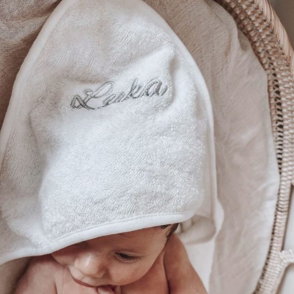 Personalised Baby Hooded Towel personalised with the name Luka.