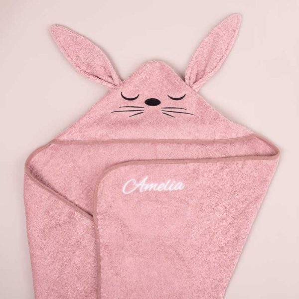 Personalised Bunny Baby Towel baby girl present.