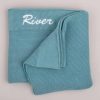 Baby Blanket ocean blue personslised Personalised Ocean Blue Knitted Baby Blanket embroidered with the name River.