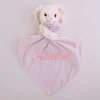 Personalised pink striped baby bunny comforter with white embroidered name on soft security blanket