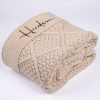 Beige Diamond Knitted Baby Blanket Folded