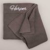 Personalised Olive Green Knitted Blanket personalised with the name Harper