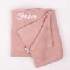 Personalised Blush Pink Knitted Blanket personalised with the name Grace