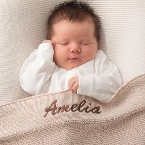 Newborn Baby Blanket Beige Knitted