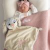 Personalised Baby Girl Gift Personalised Baby Girl Gift including, bunny comforter, blanket & a sleeping baby.
