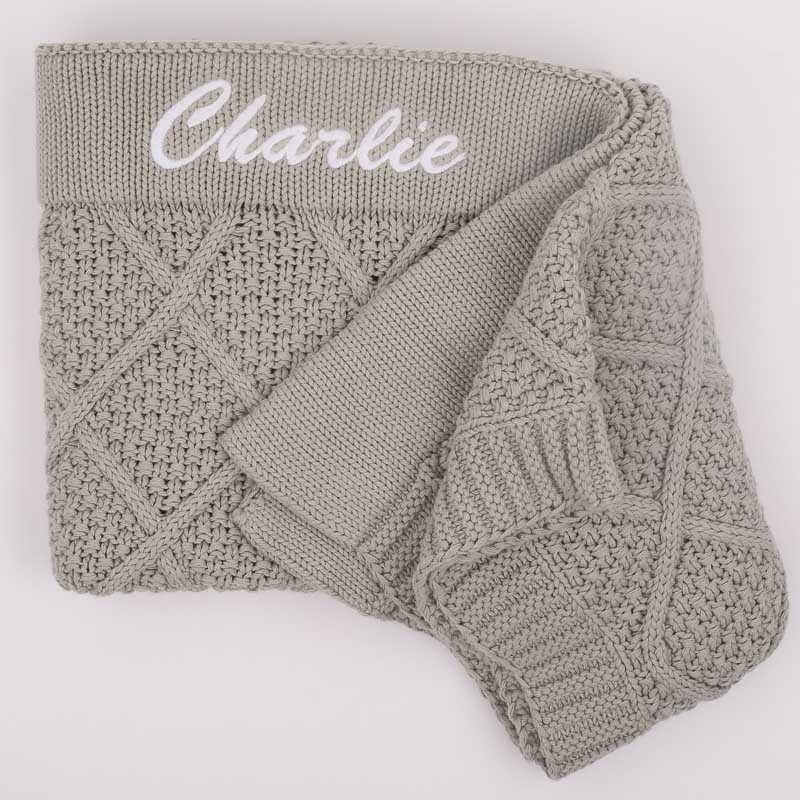 Personalised Green Sage Diamond Blanket Charlie