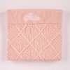 Pink Diamond Knitted Baby Blanket Isla Personalised pink diamond knit baby blanket with white name embroidery on ribbed border