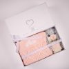 Pink Diamond Knitted Blanket & Grey Bunny Comforter Giftbox Personalised pink diamond knit baby blanket and grey bunny comforter presented in a One Little Day gift box