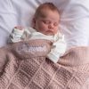 Pink Gold Diamond Knitted Baby Blanket White Text Freyah Sleeping Pink Gold Diamond Knitted Baby Blanket White Text Freyah Sleeping