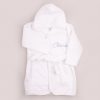White hooded robe personalised with the name Olivia
