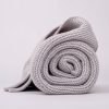 Personalised Light Grey Knitted Blanket rolled up, blanket for newborns.