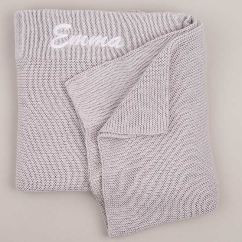 Grey personalised baby sales blanket