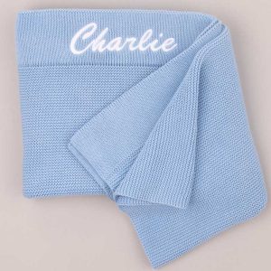 Blue Baby Knitted Blanket With Charlie
