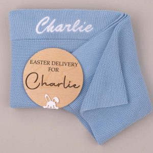 Blue Knitted Blanket & Easter delivery disc.