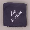 Navy Blue Wrap With Name Leo Navy blue baby wrap embroidered with the name “Leo” and date “31.01.2026” in white.