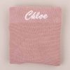Personalised Blush Pink Blanket Chloe Personalised Blush Pink Knitted Blanket embroidered with Chloe.