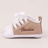Personalised Sand Coloured Baby Shoes Personalised Sand Coloured Baby Shoes unisex gift embroidered with Charlie.