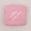Personalised Pink Muslin Wrap personalised with the baby name Mia.