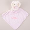 Personalised Baby Comforter White Bunny embroidered with a girls baby name Mia.