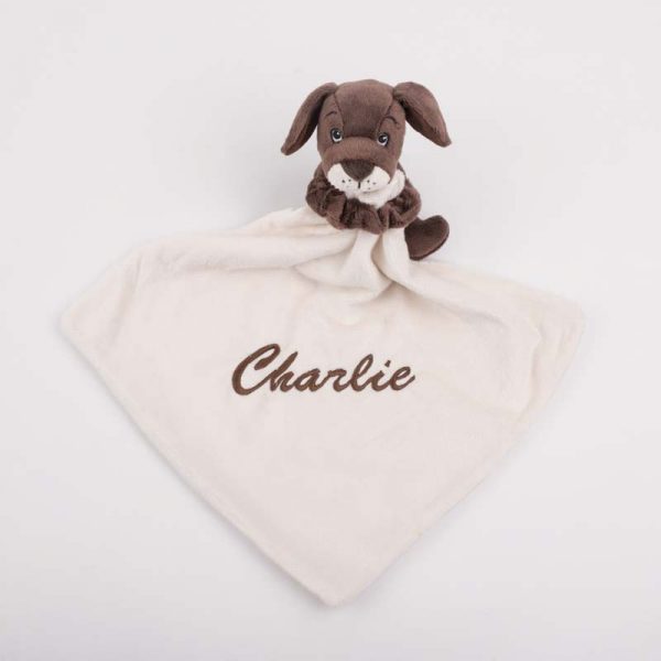 Personalised Puppy Baby Comforter personalised with the name Reuben