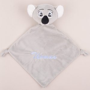 Personalised Koala Baby Comforter embroidered with the name Thomas.