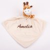 Giraffe baby comforter embroidered with the name Amelia.