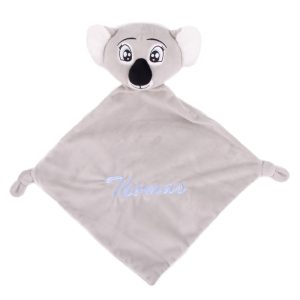 Personalised Koala Baby Comforter embroidered with a baby name.