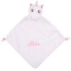 Personalised Unicorn Baby Comforter with the name Isla embroidered.