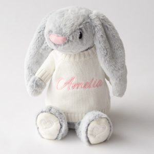 Personalised Bunny With Jumper Sitting.