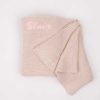 Personalised Beige Knitted Blanket embroidered with the name Blair in pink embroidery