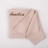 Personalised Beige Knitted Blanket embroidered with the name Amelia