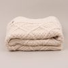 Personalised Cream Diamond Knitted Blanket folded