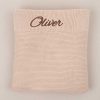 Personalised Beige Knitted Blanket embroidered with Oliver