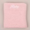 Personalised Pink Knitted Blanket for baby girls, embroidered with Ruby.