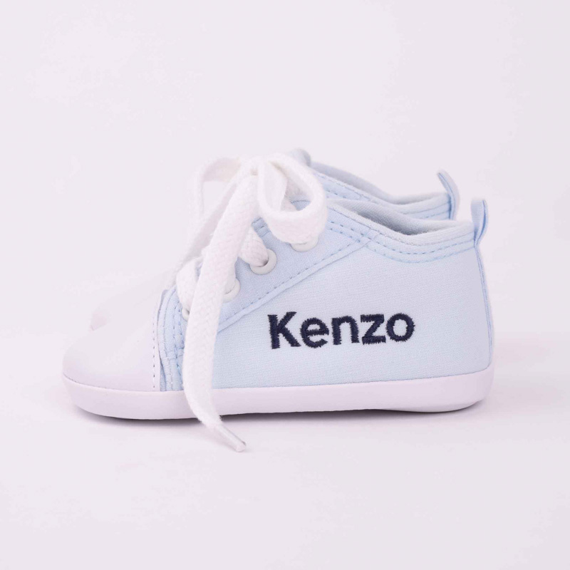 Personalised Blue Baby Shoes embroidered with Kenzo