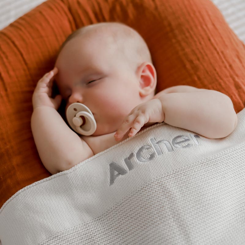 Baby Archer with a Personalised White Knitted Blanket