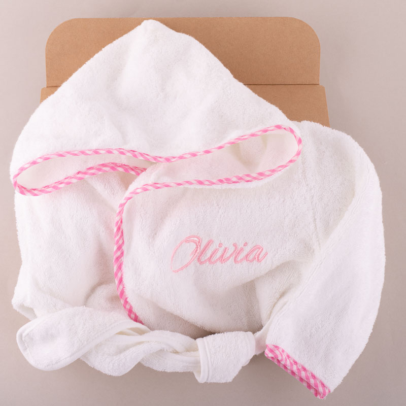 Pink Gingham Hooded Baby Robe