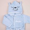 Personalised Bear Hooded Baby Robe close up.