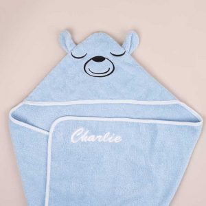Personalised Bear Hooded Baby Towel, newborn gift