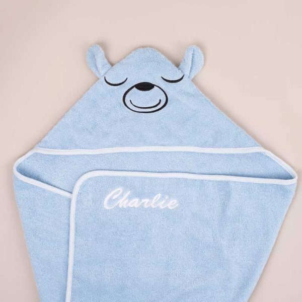 Personalised Bear Hooded Baby Towel, newborn gift