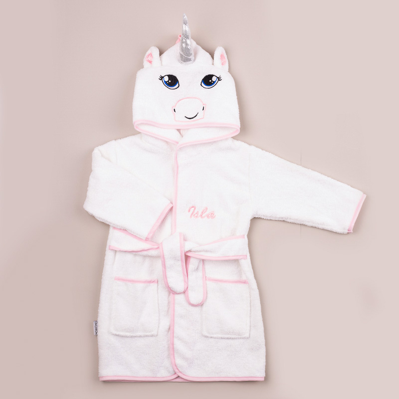 Personalised Unicorn Hooded Baby Robe One Little Day Australia