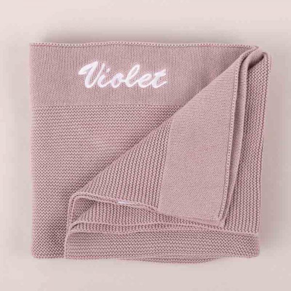 Dusty Lilac Knitted Personalised Baby Blanket