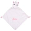 Personalised Unicorn Baby Comforter embroidered with the name Isla.